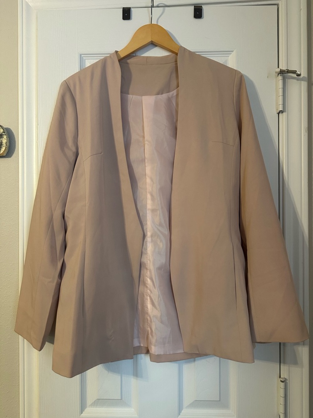 Womens Taupe Open-Front Blazer Jacket